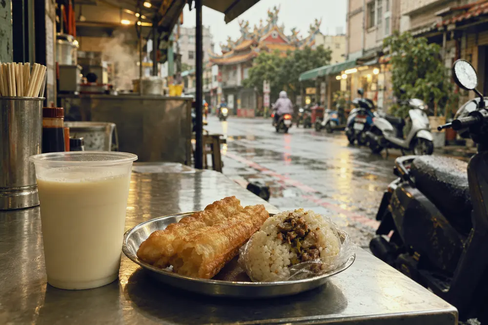 台南の朝の屋台の朝食